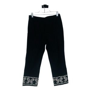 Jones New York Pants Women’s Petite 6 Black White Paisley Stretch Straight‎ Leg